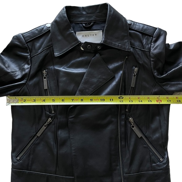 Women's Black Lambskin Leather Moto Biker Jacket Blazer by Walter Baker - Size 2 - Picture 16 of 16